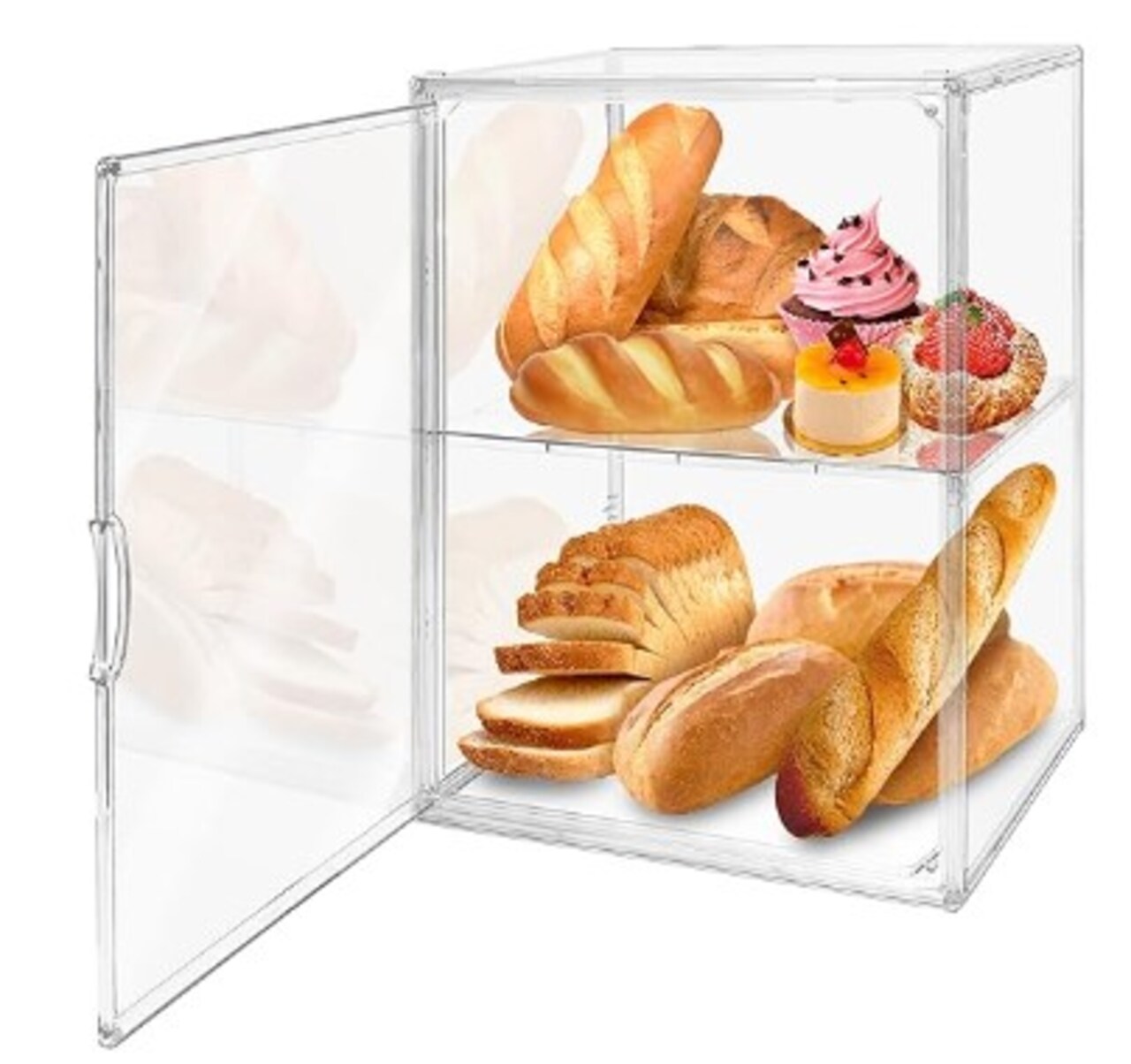 3 Layers Large Bread Box for Kitchen Countertop Clear Bread Storage with Adjustable Food Safe for Bread, Bagel, and Muffins